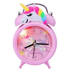 PRICES MAY VARY. 【Stylish Rainbow Unicorn Design for Room Decor】Featuring the cute Unicorn pattern and stylish design with beveled edges and corners, this user-friendly pink alarm clock is not only a decoration for your girls' bedroom, but also a perfect unicorn gifts for kids toddlers teens girls birthday, children's day, christmas or even for Homeschool. 【Loud Alarm Clock for Heavy Sleepers】Cute classic style twin bell design with mini-hammer offer an extra loud ringing. Perfect unicorn gift f Unicorn Clock, Jam Alarm, Unicorn Birthday Decorations, Unicorn Room Decor, Unicorn Room, Cute Bedroom, Kids Alarm Clock, Unicorn Bedroom, Clock For Kids