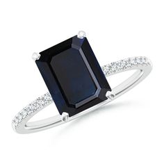 Peg Head Emerald-Cut Blue Sapphire Classic Engagement Ring Classic Engagement Ring, Classic Engagement, Classic Engagement Rings, Blue Sapphire Rings, Emerald Cut, Sapphire Ring, Blue Sapphire, Platinum, Engagement Ring