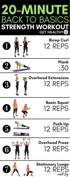 an info sheet shows how to do the back - to - basics for strength and flexibility