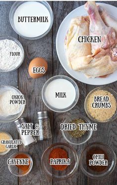 the ingredients for chicken seasoning laid out on a table