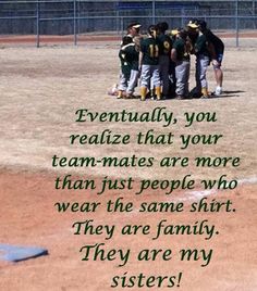 a group of baseball players standing on top of a field with a quote written in the middle