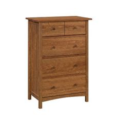 a wooden dresser with three drawers on one side and an open drawer on the other