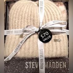 Steve Madden Hat And Glove Set. Wool Blend. Cream And Tan Color. Brand New In Box. Beautiful And So Soft To The Touch. Will Keep You Nice And Warm During The Cold Months. Hat And Scarf Set, Hat And Scarf Sets, Hat And Scarf, Scarf Set, Tan Color, The Box, Steve Madden, Wool Blend, Women Accessories