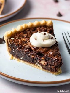 a slice of chocolate pie with whipped cream on top