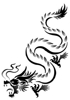 a black and white dragon tattoo design