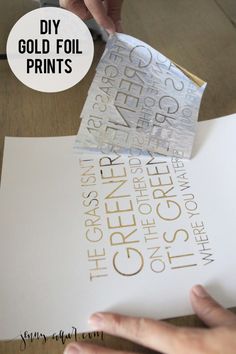 Gold Foil Diy, Foil Prints, Hand Printing, Diy Gold, Gold Diy, Gold Foil Print, Foil Print