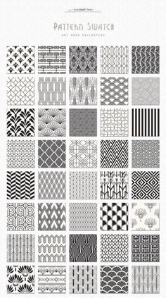 the pattern swatches are shown in black and white