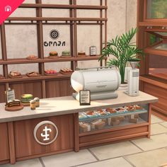 Sims 4 Restaurant, Lotes The Sims 4, Cc Packs, Pastry Display, Furniture Cc, Cafe Counter, Cc Folder, Spoon Collection