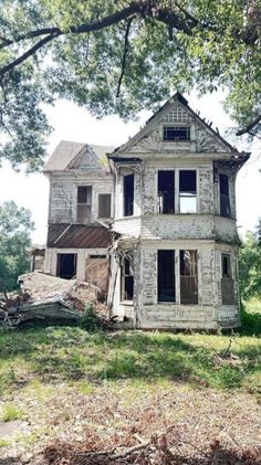 an old abandoned house in the woods