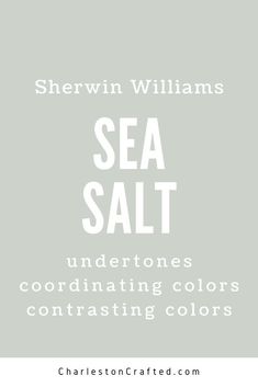 the words sea salt are written in white on a gray background