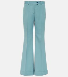 Pinna Mid Rise Wide Leg Pants in Blue - Acne Studios | Mytheresa Crepe Pants, Green Trousers, Wide Legs, Tailored Trousers, Relish, Women's Trousers, Slim Legs, Piece Dress, Trousers Women