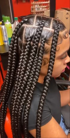 Freestyle Large Knotless Braids, X Large Box Braids, Box Braids Hairstyles Large, Knotless Box Braids Jumbo Long, Cute Big Braids, Big Knotless Box Braids Hairstyles, Knotless Big Braids Hairstyles, Big Knotless Braids Hairstyles, Small Jumbo Knotless Braids