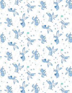 blue rabbits and stars on a white background