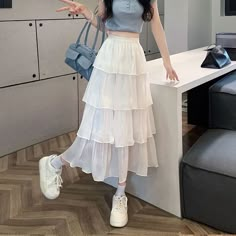 Product Title :High Waist Plain Layered Midi A-Line Skirt EE29 Product Measurements cm Size Total Length Waist S 77 62-75 M 77 64-80 L 78 66-85 XL 78 68-90 S 30.3 24.4-29.5 M 30.3 25.2-31.5 L 30.7 26-33.5 XL 30.7 26.8-35.4 Product Details Material: 100% Mixed Fiber Color: Black 3 Layer Skirt, Layers Skirt Outfit, Midi Tiered Skirt Outfit, Tier Skirt Outfit, Layer Skirt Outfit, 90s Midi Skirt Outfit, Skirts Types, Layered Skirt Outfit, White Midi Skirt Outfit