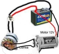 an electric motor is connected to a battery