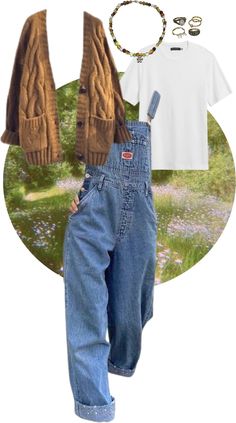 Indie Overalls Outfit, Spring Vintage Overall Jeans, Ethereal Wardrobe, 90s Aesthetic Overalls, Overalls Outfit Artsy, 90‘s Overalls, Rapunzel Aesthetic, New Look Clothes, Dark Academia Outfits