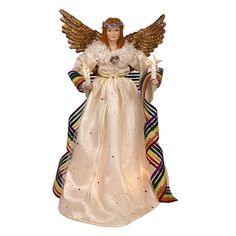 UL2244 Holiday/Christmas/Christmas Ornaments and Tree Toppers Christmas Tree Toppers Lighted, Angel Christmas Tree, Angel Christmas Tree Topper, Angel Figure, Rainbow Ribbon, Angel Tree Topper, Festive Decoration, Angel Tree, Tree Garland