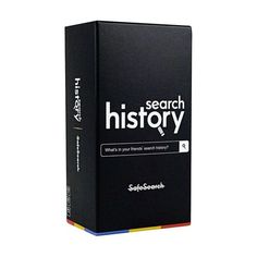 a black box with the words search history on it