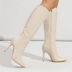 High Heel Leather Knee High Boots Color: Apricot High Heel Knee High Boots, Heel Knee High Boots, Sam Edelman Boots, Vintage Cowboy Boots, Leather Knee High Boots, Knee High Heels, Faux Suede Boots, Womens Riding Boots, High Leather Boots