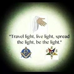 the words travel light, live light, spread the light be the light are shown