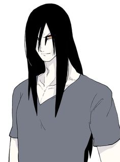 an anime character with long black hair