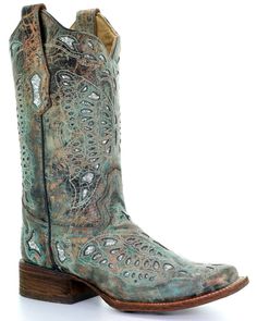 Corral Women's Metallic Bronze Glitter Butterfly Cowgirl Boots - Square Toe, Bronze Square Toe Cowgirl Boots, Cowgirl Boots Square Toe, Women's Cowboy Boots, Teal Butterfly, Twisted X Boots, Glitter Butterfly, Womens Cowgirl Boots, Boot Barn, Corral Boots