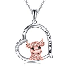 PRICES MAY VARY. Highland Cow Necklace Sterling Silver Heart Highland Cow Pendant Necklace Scottish Jewelry for Women Cow Pendant, Cow Necklace, Cow Heart, Scottish Jewelry, Black Cat Necklace, Baby Highland Cow, Moonstone Pendant Necklace, Scottish Jewellery, Sterling Silver Anklet