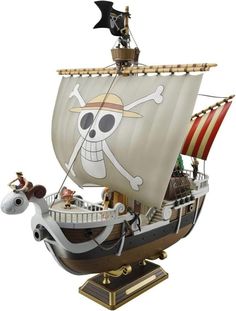 a pirate ship with a skeleton on it