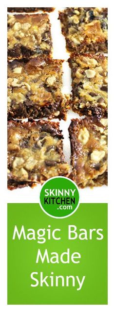 the label for skinnyy kitchen magic bars made with almonds and raisins