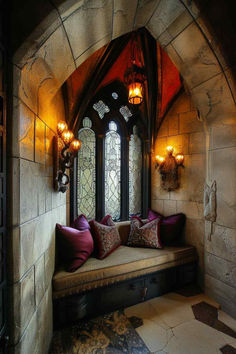 63 Reading Nooks: Creating Literary Escapes with Gothic and Baroque Elements Medieval Decor Interior Design, Gothic House Interior, Victorian Aesthetic Home, Baroque Room, Gothic Castles, Gothic Lamp, Baroque Interior Design, Baroque Elements