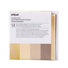 the cricut color card set is shown in yellow, brown and beiges