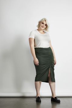 Seville Cinched Skirt – HOURS Plus Size High Fashion, Is It Hot In Here, Chevron Top, Midi Length Skirts, Stylish Plus, Style Advice, Dressy Tops, Fashion 2020, Seville