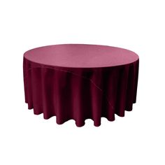 a round table with a purple cloth on it