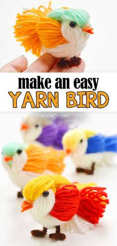 an easy yarn bird craft for kids to make