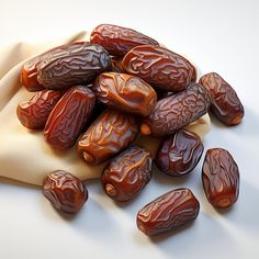 a pile of dates sitting on top of a cloth