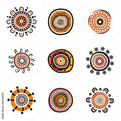 nine colorful abstract designs on white background