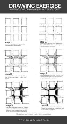 how to draw an abstract flower in perspective with step by step instructions for beginners