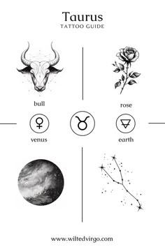 TATTOO-ART Taurus Tattoo Ideas, Couples Zodiac Tattoos, Taurus Symbol Tattoo, Zodiac Sign Tattoo, Taurus Bull Tattoos, Venus Tattoo, Taurus Symbols, Taurus Tattoo, Taurus Art