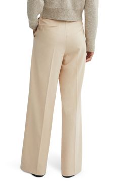 Crisp front seams accentuate the wide-leg silhouette of these professional pants that elevate your 9-to-5 style. Zip fly with hook-and-bar closure Front slant pockets; back welt pocket Unlined 66% polyester, 28% viscose, 6% elastane Machine wash, line dry Imported Professional Pants, 9 To 5, Flat Front Pants, Welt Pocket, Size 10, Mango, Wide Leg, Nordstrom, Pants