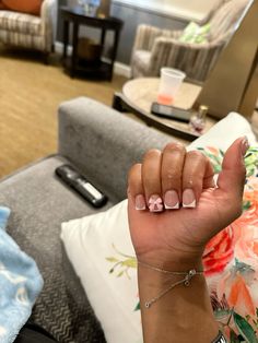 Short overlay french set with charm bow. French Tip With Bow, Hamilton Nails, Short French Nails, Overlay Nails, Acrylic Overlay, Short French, Short Acrylics, Acrylic Toes, Acrylic Toe Nails