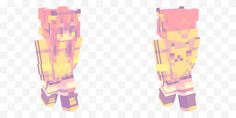 two pixellated objects with different colors and shapes on them, one is yellow and the other