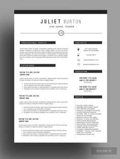 a professional resume template with black and white accents on the cover, in front of a gray background