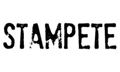 the word stampede written in black ink on a white background