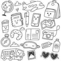 the doodle drawing set includes school supplies, books and other things to be drawn