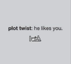 a text that reads plot twist he likes you i wish