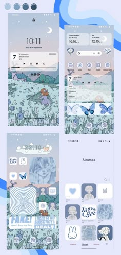 an iphone screen with various images and text on the front, side, and back