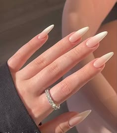 Sharp Nails, Nails Classy, Milky Nails, Long Acrylic Nail Designs, Classy Acrylic Nails, Unique Acrylic Nails, Pink Acrylic Nails