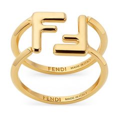 Find Fendi Ff Rings on Editorialist. Rings with FF detail. Made of metal with a gold finish. Made in Italy Fendi Ring, Fendi Baguette Bag, Fendi Jewelry, Designer Rings, Pave Diamond Ring, Detailed Ring, Baguette Bag, Swag Shoes, Personalized Rings