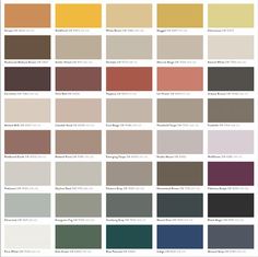 the color chart for different shades of paint