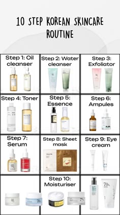 10 step korean skincare routine ❤️🔥 10 Step Korean Skincare Routine, Skincare For Glowing Skin, Products For Glowing Skin, Korean Skin Care Routine, Korean 10 Step Skin Care, Skin Care Basics, Face Skin Care Routine